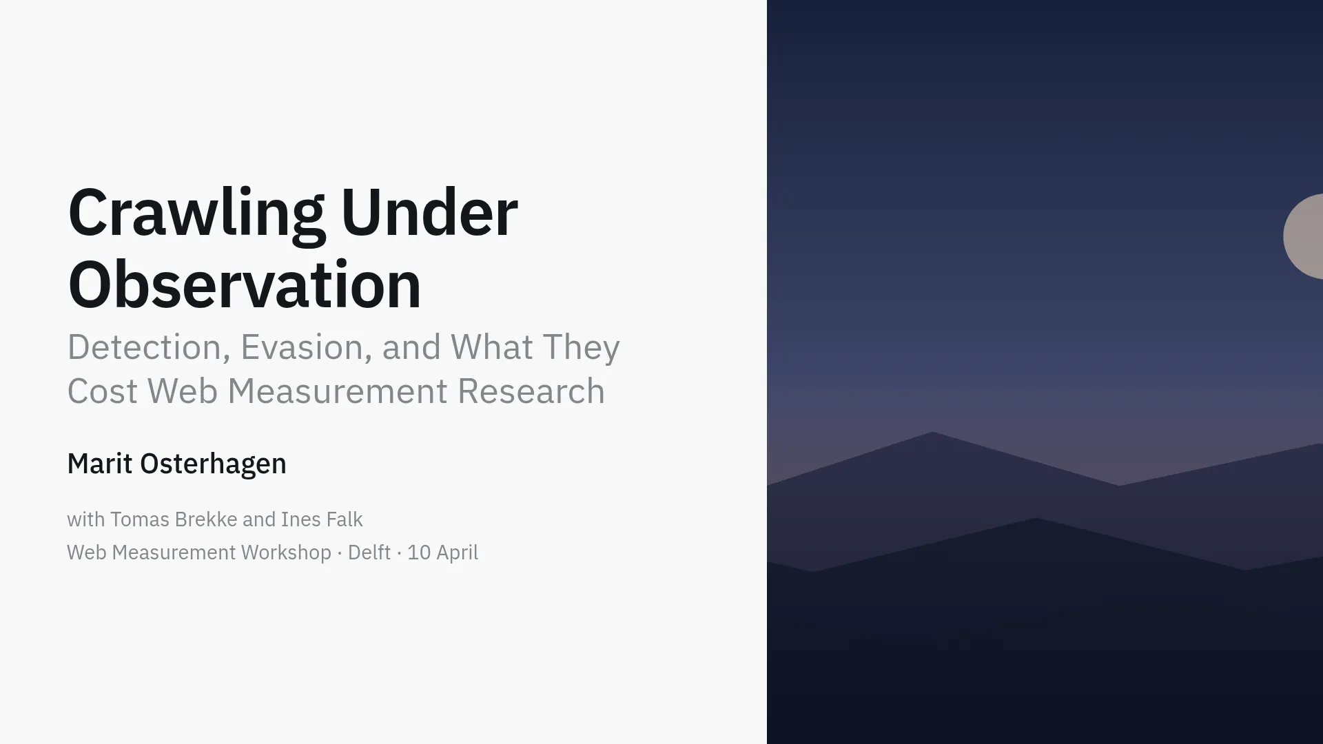 A title slide with the type on the left and a picture bled off the right edge.